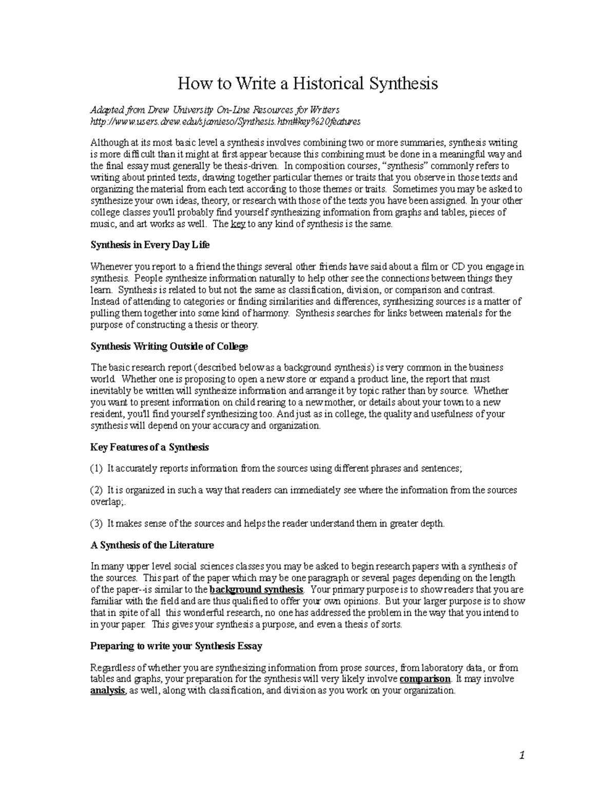 Historical synthesis instructions - How to Write a Historical Synthesis ...