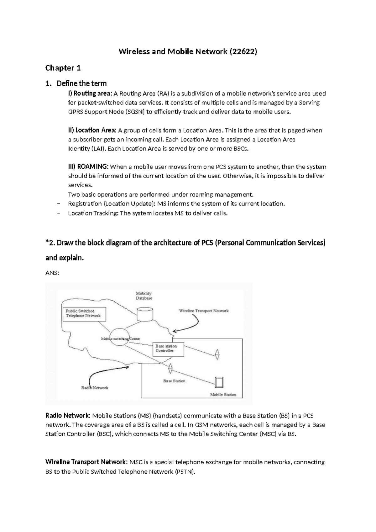 Wireless and Mobile Network (22622) Chapter 1 & 2 Key Concepts and ...