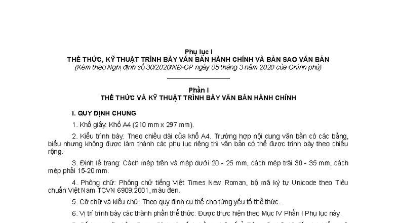Phu luc I. The thuc ky thuat trinh bay van ban hanh chinh va ban sao ...