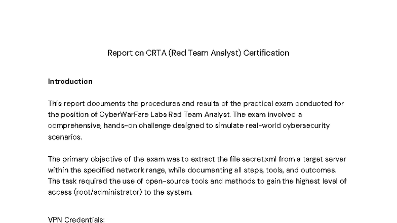 Document 11 - CRTA Examen - Report on CRTA (Red Team Analyst ...