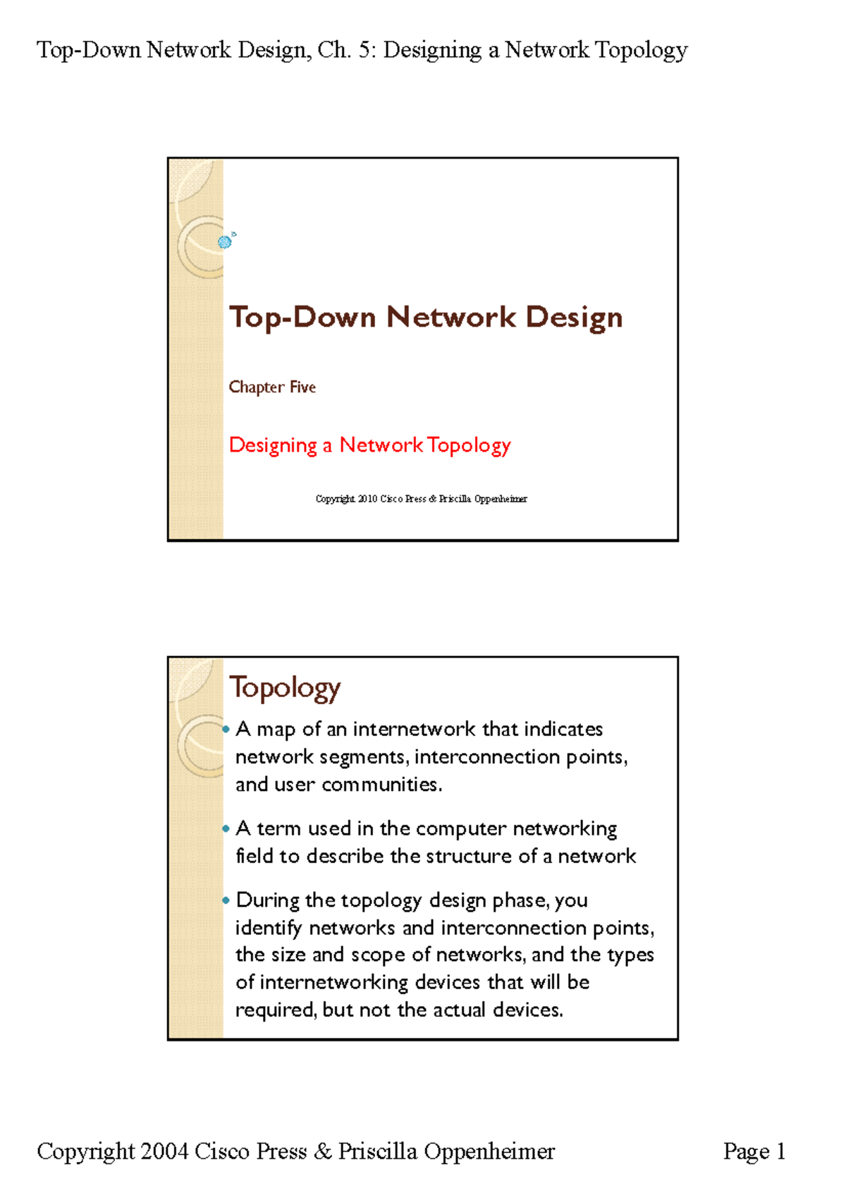 Network Design, Ch. 5: Topology Design Principles and Strategies - Studocu