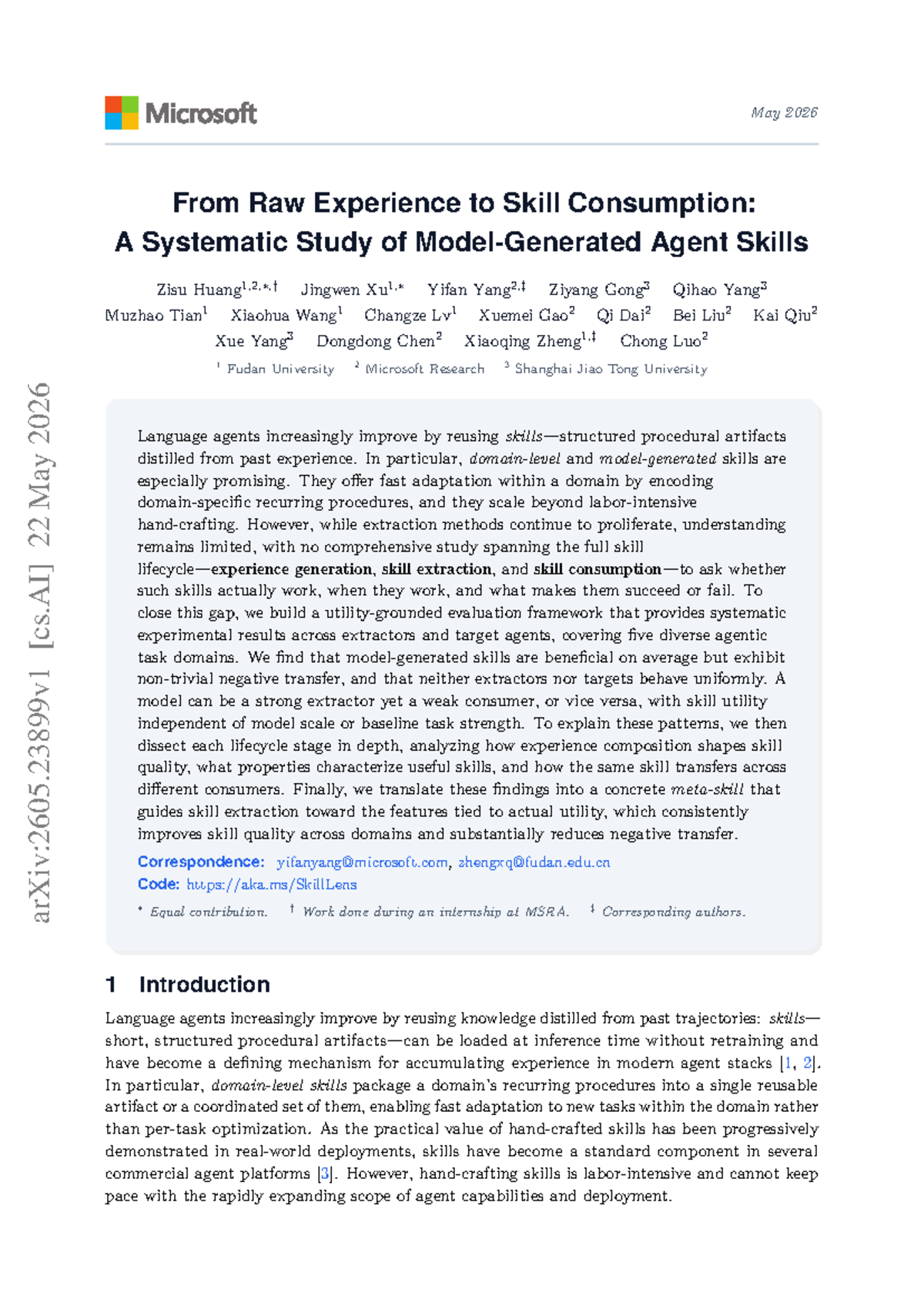 Systematic Study of Agent Skills: Lifecycle Analysis and Findings (2605 ...