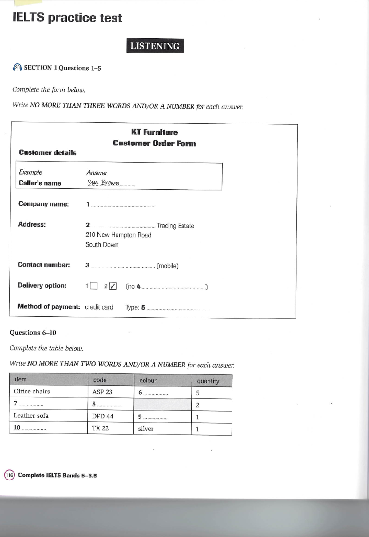 IELTS Listening Practice Test: Section 1 Questions and Answers - Studocu