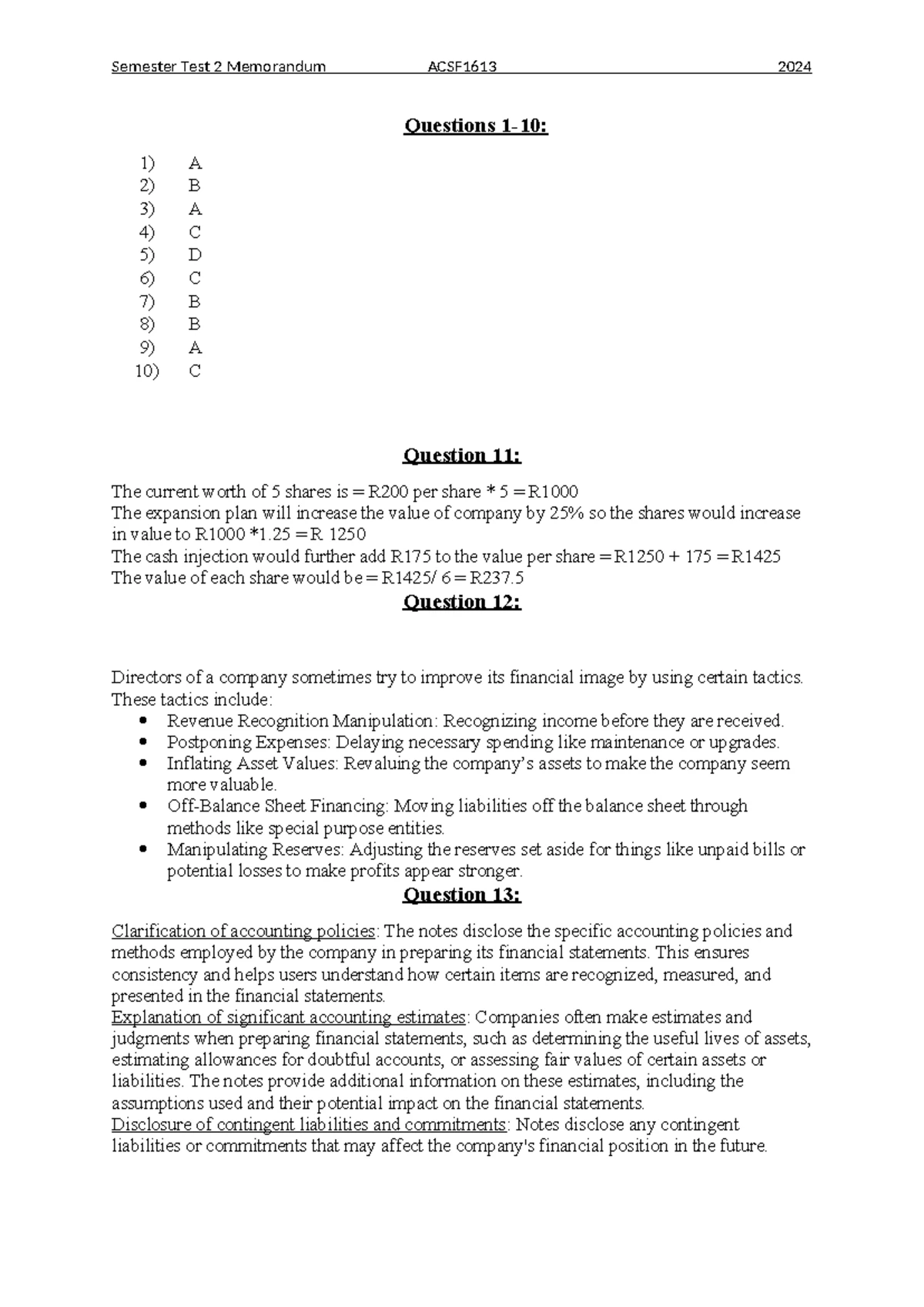 Memo Assignment 1 2025 - ACSF1613 Analysis and Tax Calculations - Studocu