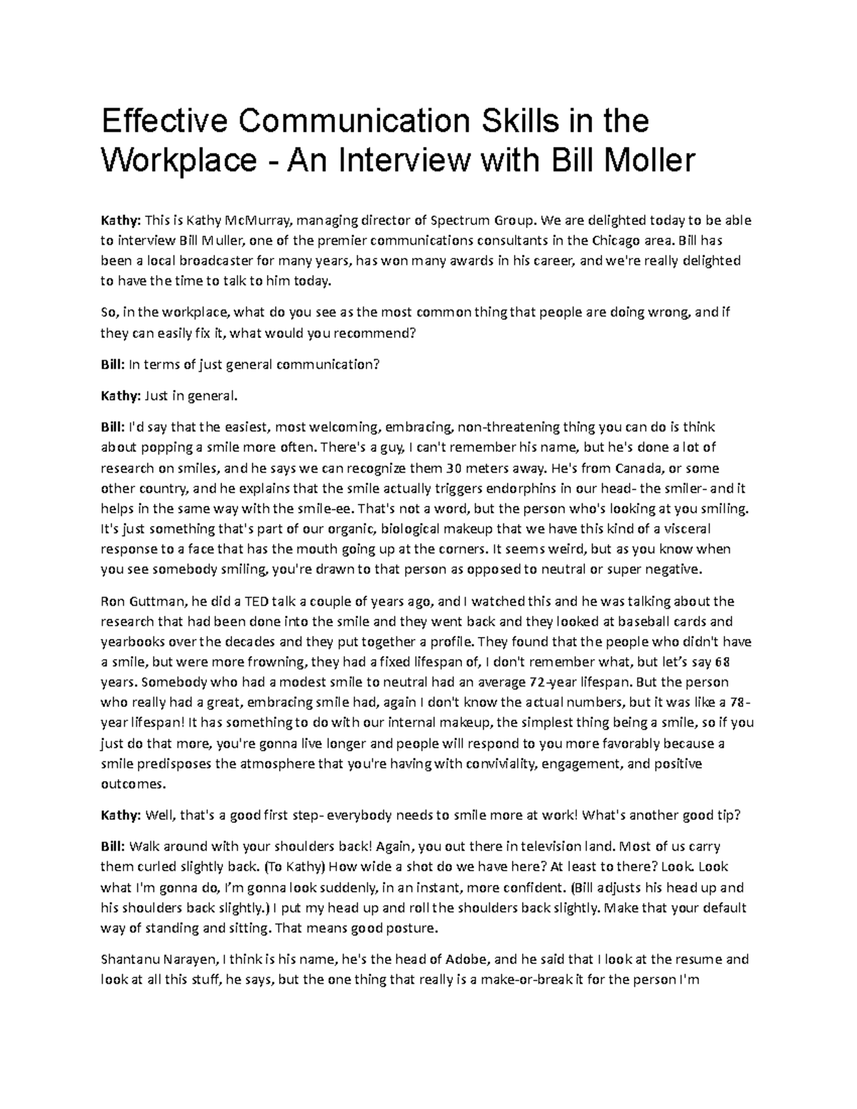 Transcript- Effective Communication Skills in the Workplace - Effective ...