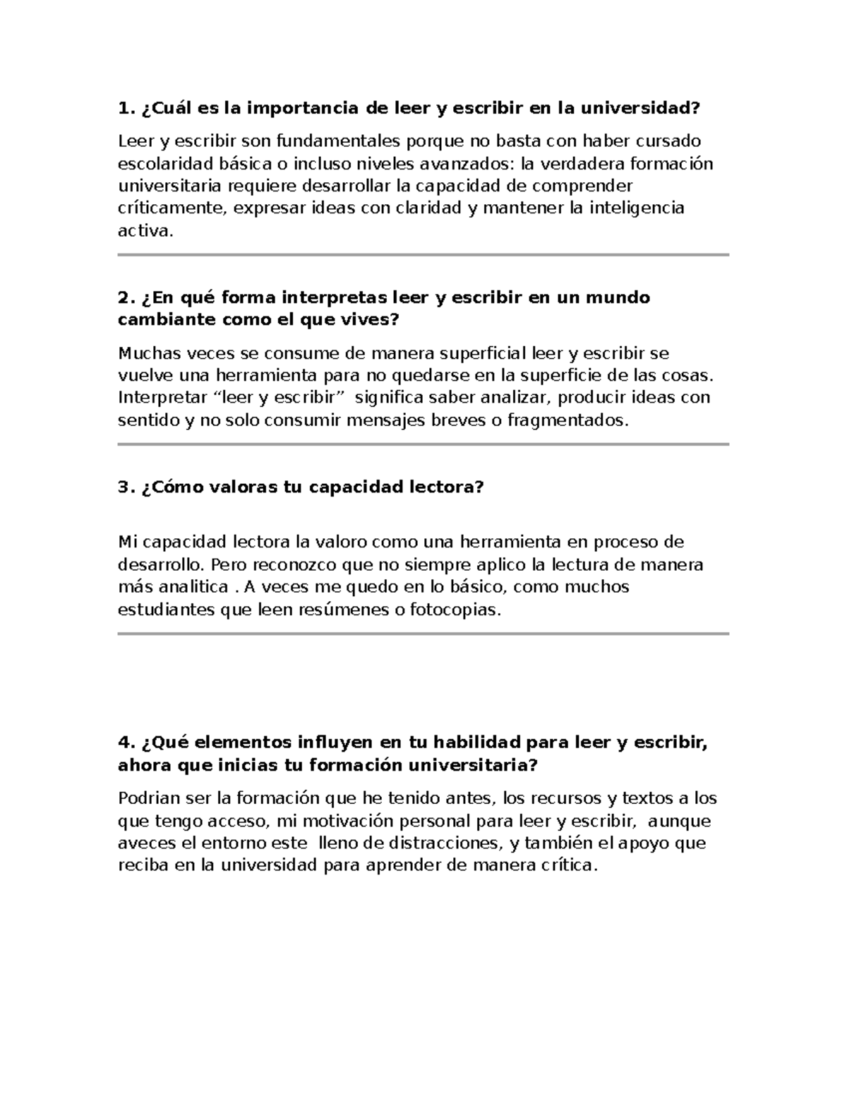 Actividad 1 - La Importancia de Leer y Escribir en la Universidad - Studocu