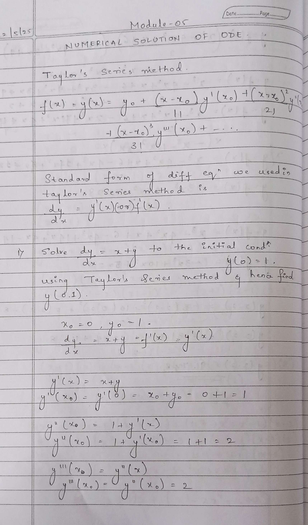 Module-05 Numerical Solutions of ODE: Taylor's Series & Euler Methods ...