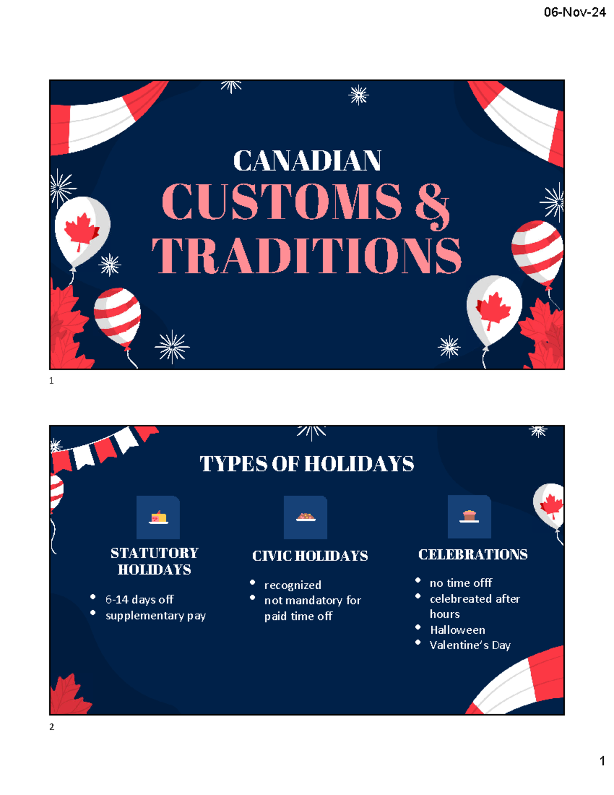 12 Canada Customs - Traditions Time Out - CANADIAN CUSTOMS & TRADITIONS ...