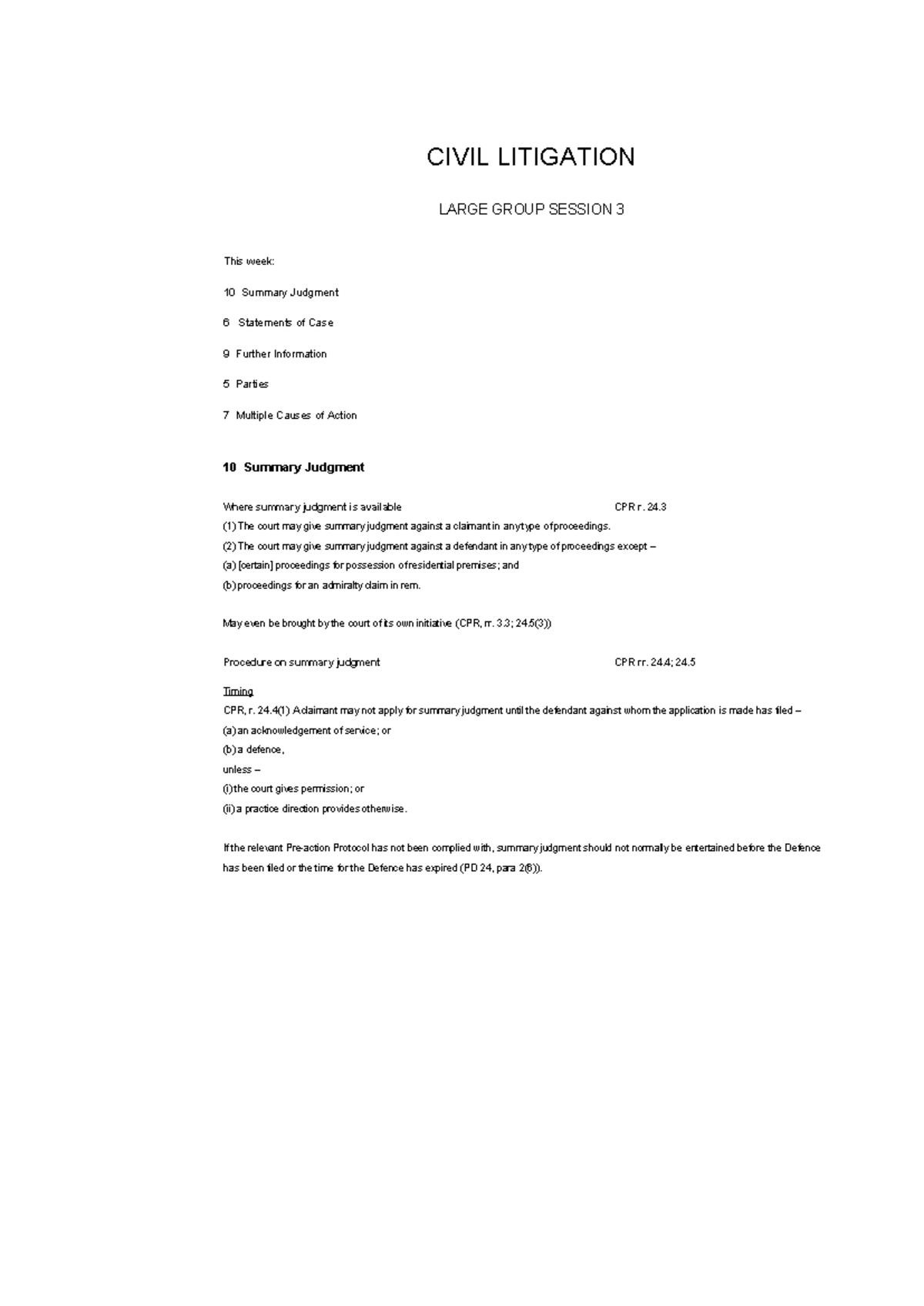 Civil Lit LGS 3 SJt Statements of Case - CIVIL LITIGATION LARGE GROUP ...