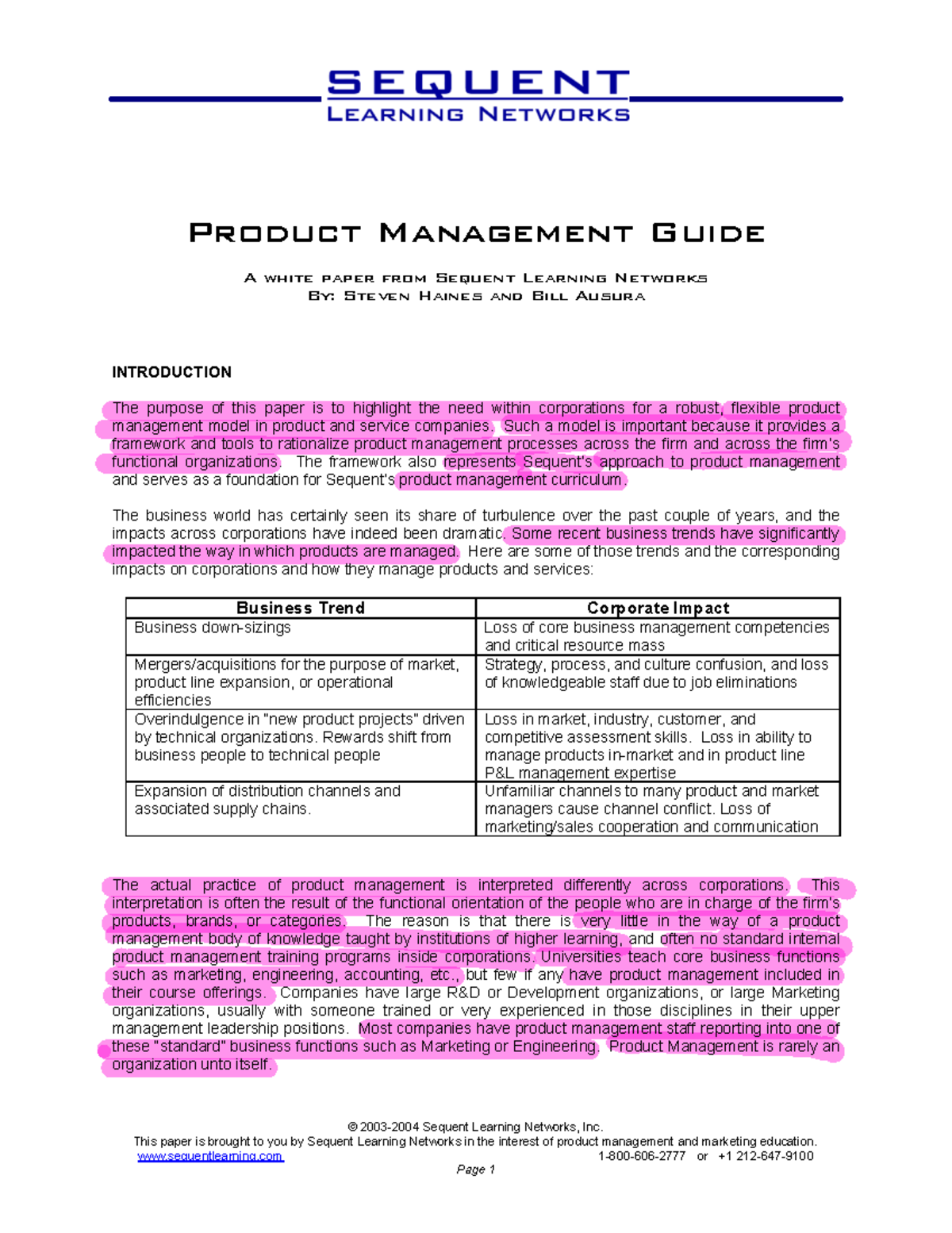 Product Management Best Practices Guide: Insights from Sequent Learning ...