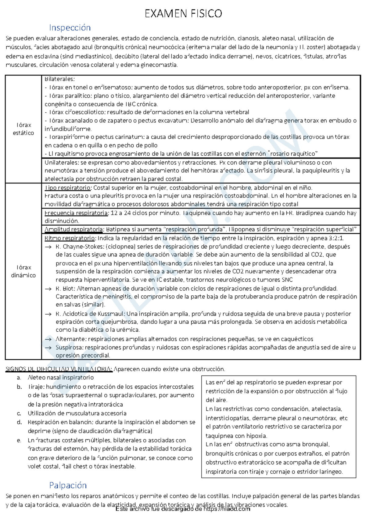 Examen Físico: Semiología del Sistema Respiratorio y Signos Clínicos - Document Preview