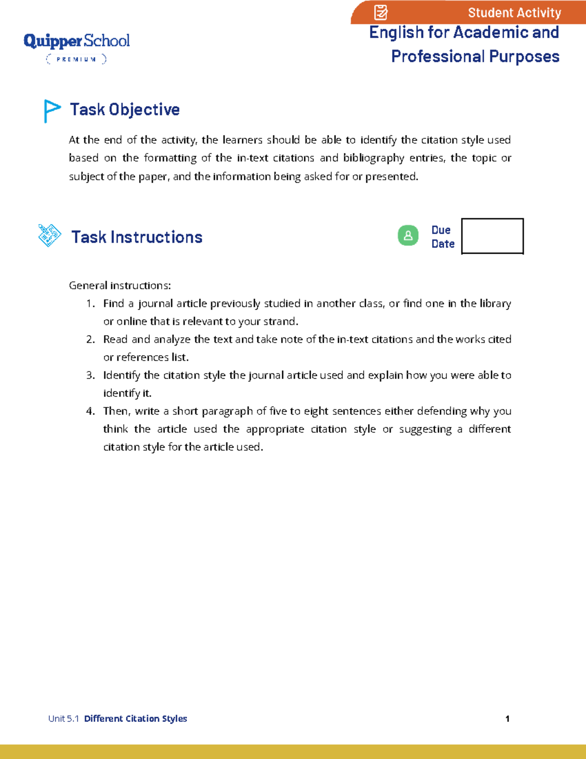 EAP 11-12 Unit 5 Lesson 1: Analyzing Citation Styles - Studocu