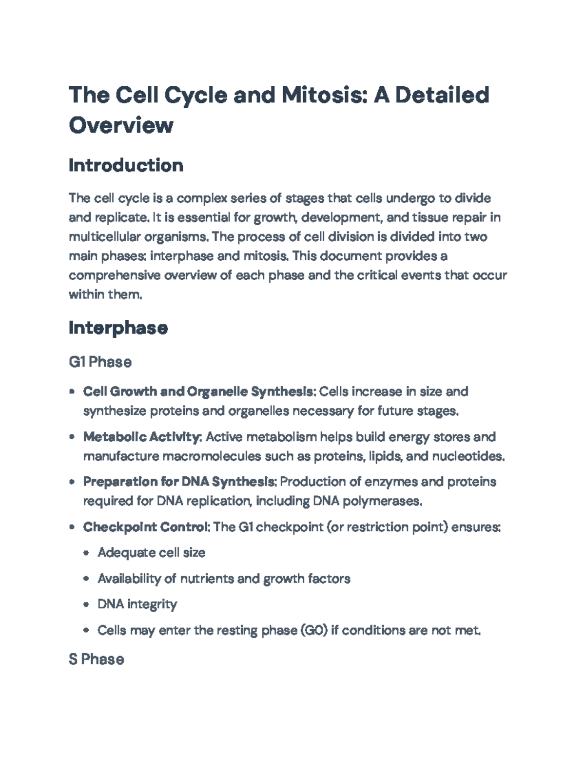 Cell Cycle and Mitosis Overview: Key Stages and Processes - The Cell ...