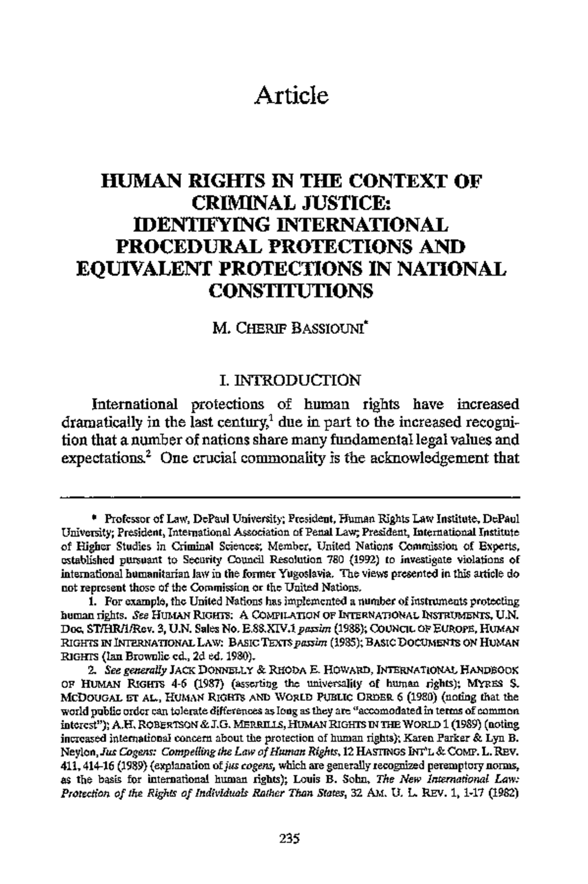Human Rights in Criminal Justice: International Protections and ...