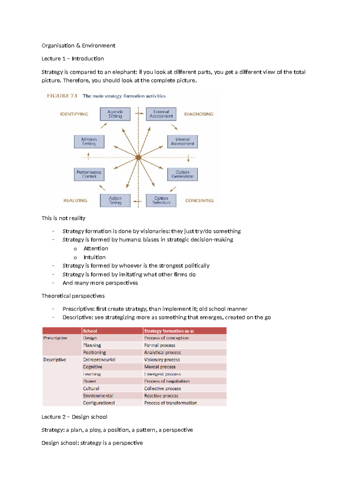O&E - Lecture Notes on Organisation & Environment (Part 1) - Studeersnel