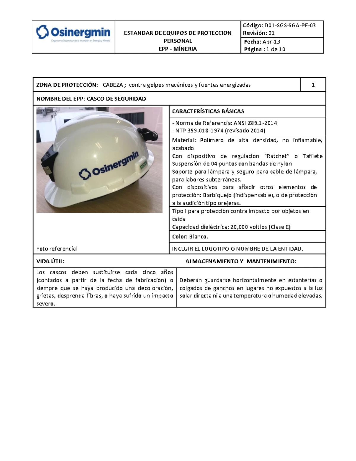 E-COR-SIB-01.01: Estándar de Equipo de Protección Personal (EPP) V05 ...
