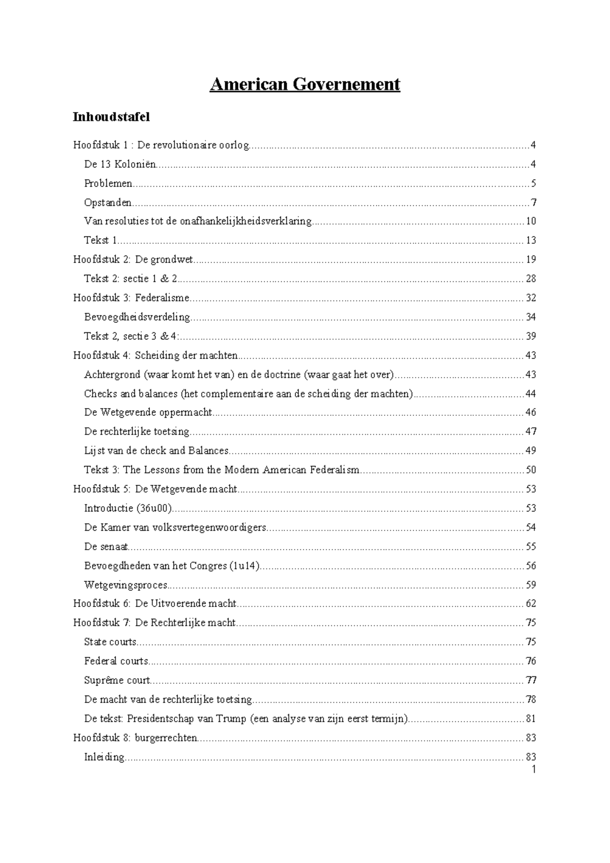Les Lessen - American Government (AGOV 101): Hoofdstuk 1 Over de ...