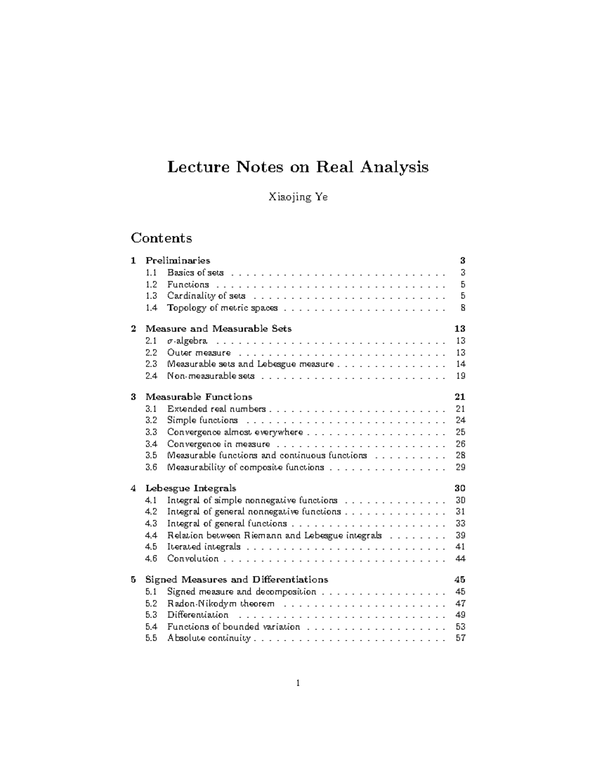 Ra notes - Lecture Notes on Real Analysis Xiaojing Ye 1 Preliminaries ...