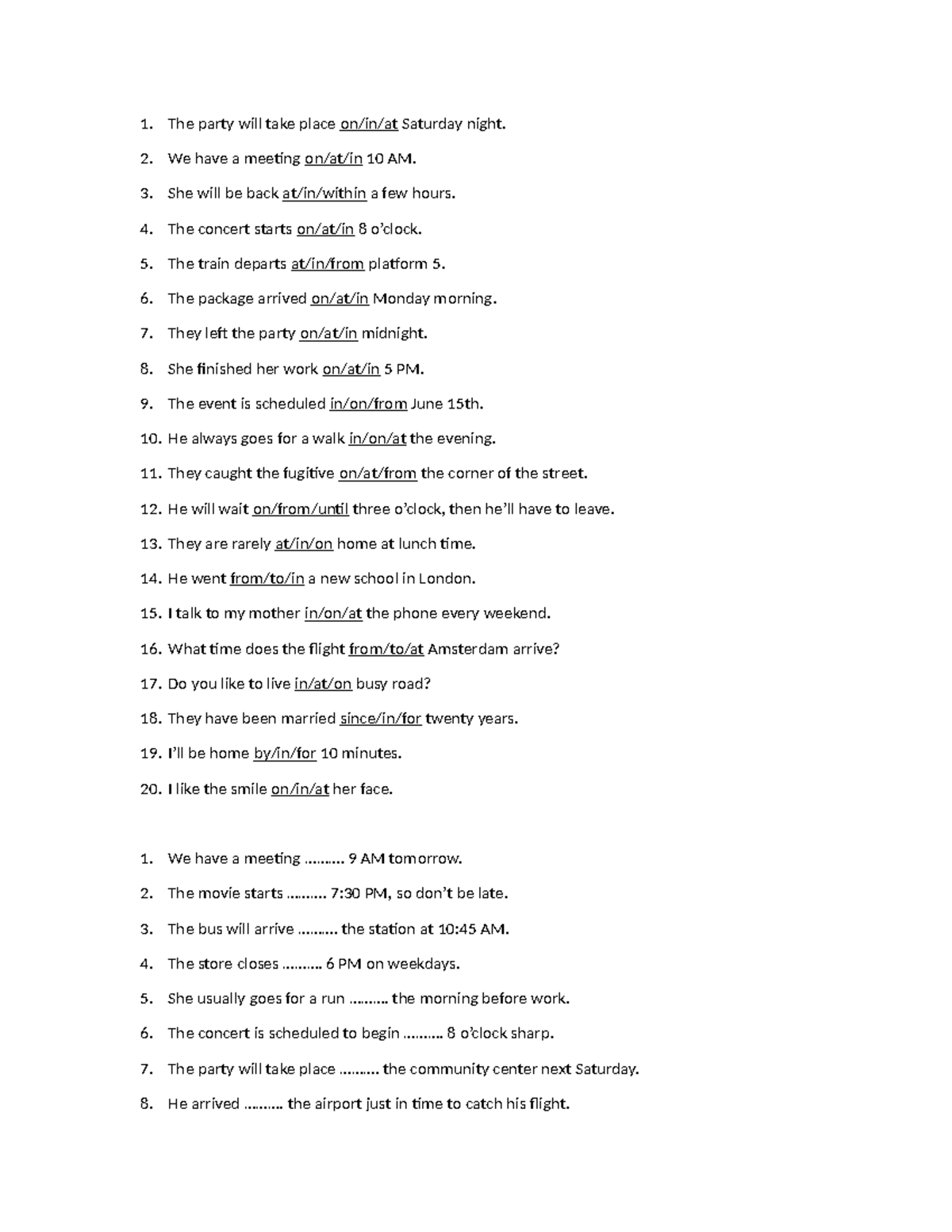 Bt Giới Từ 1 - Djtrjyctyesnh: Exercises and Sentence Completion - Studocu
