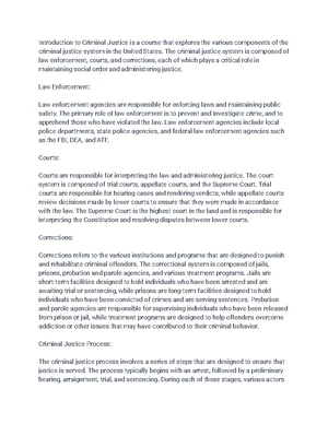 Criminal Justice System - Study Notes & Assignments - Studocu