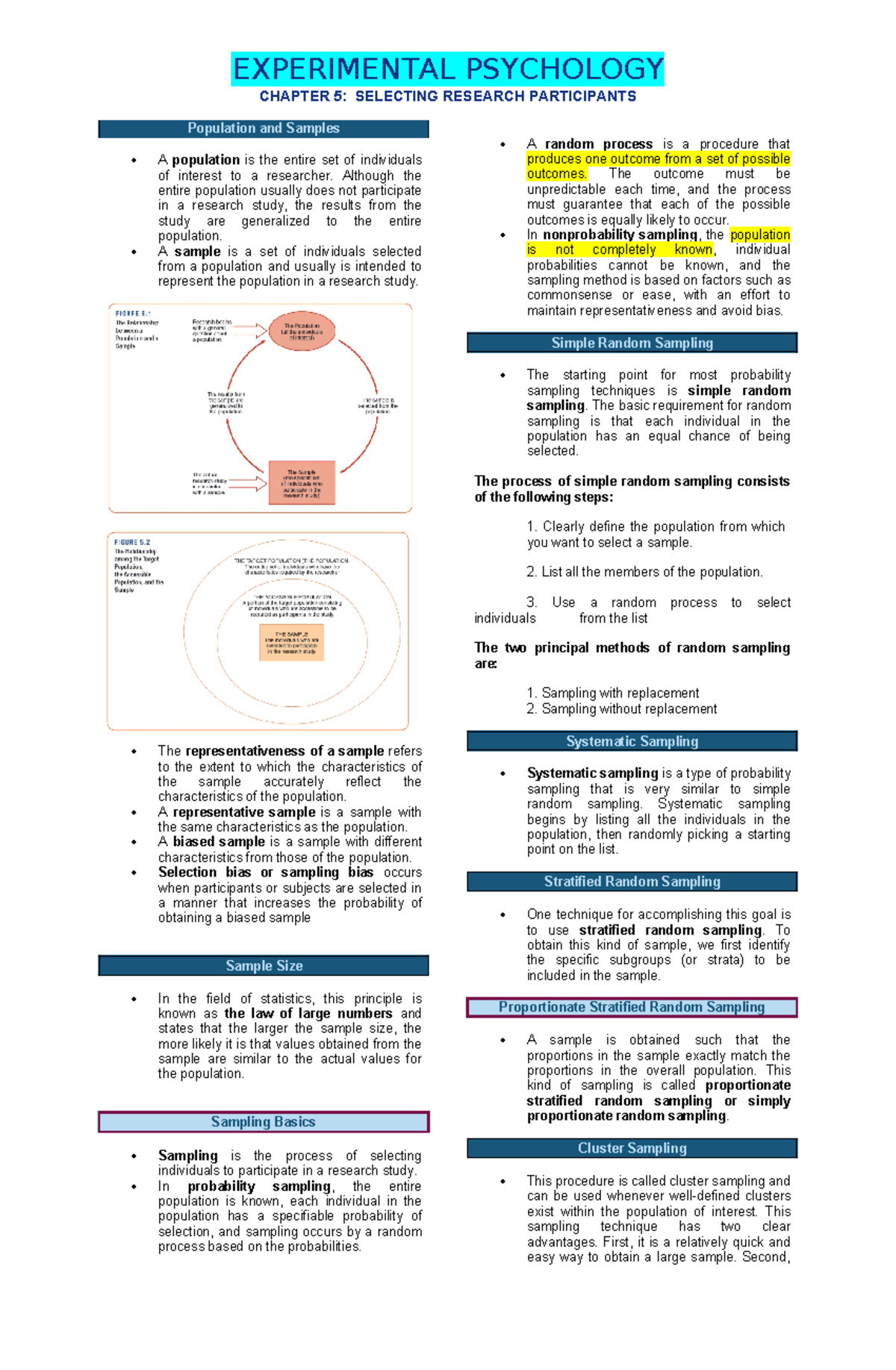 EXPE 5: Research Participant Selection in Experimental Psychology - Studocu