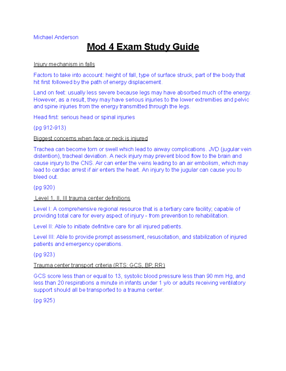 Mod 4 Exam Study Guide: Trauma Management & Patient Care Techniques ...