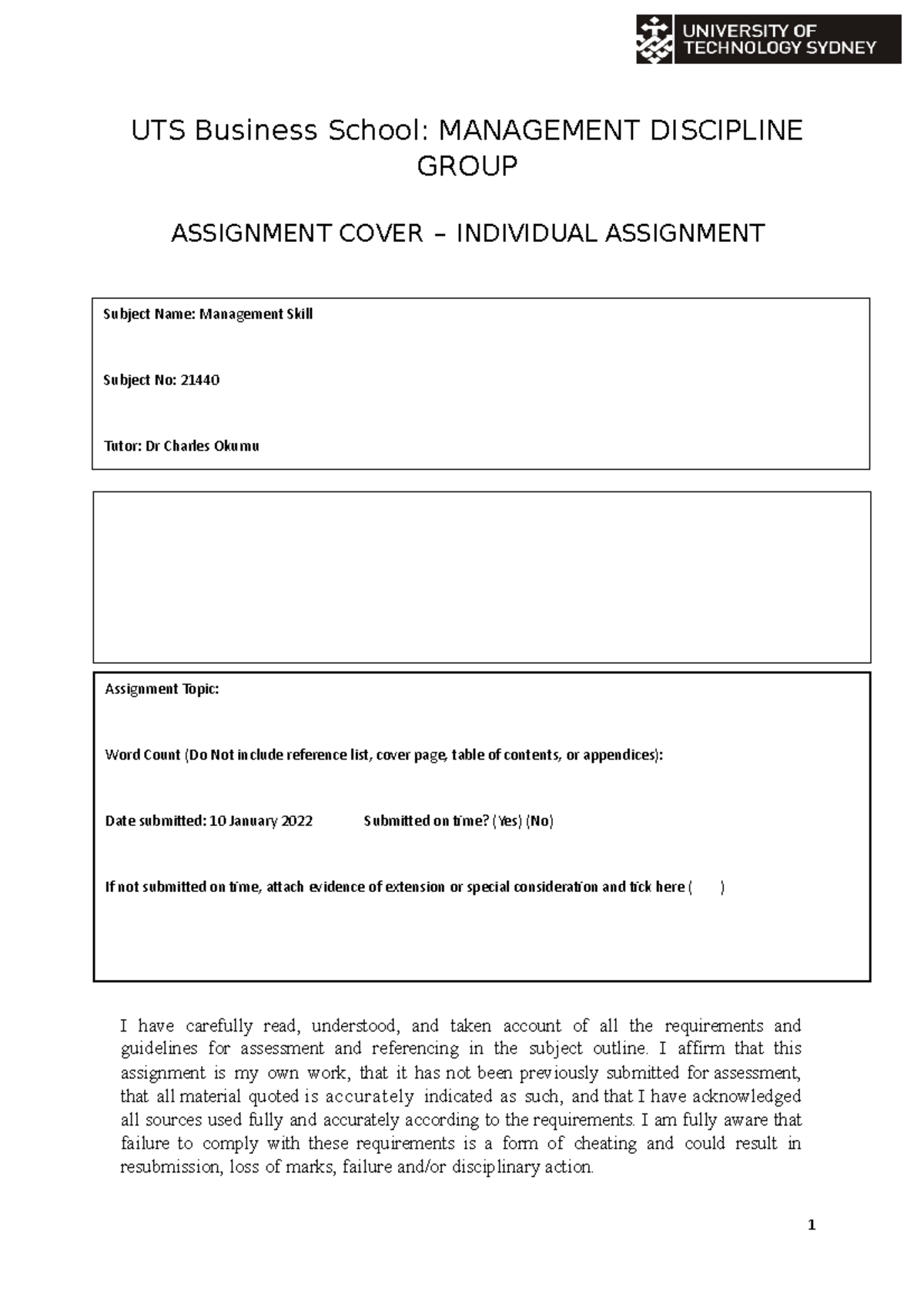 21440 Management Skills Individual Assignment Reflection and Analysis ...