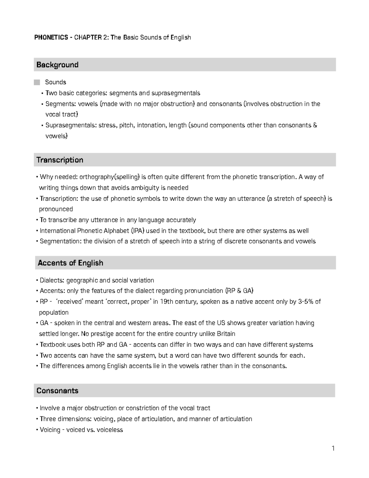 [ LIN228 ] CH 2 Textbook Summary - PHONETICS - CHAPTER 2: The Basic ...