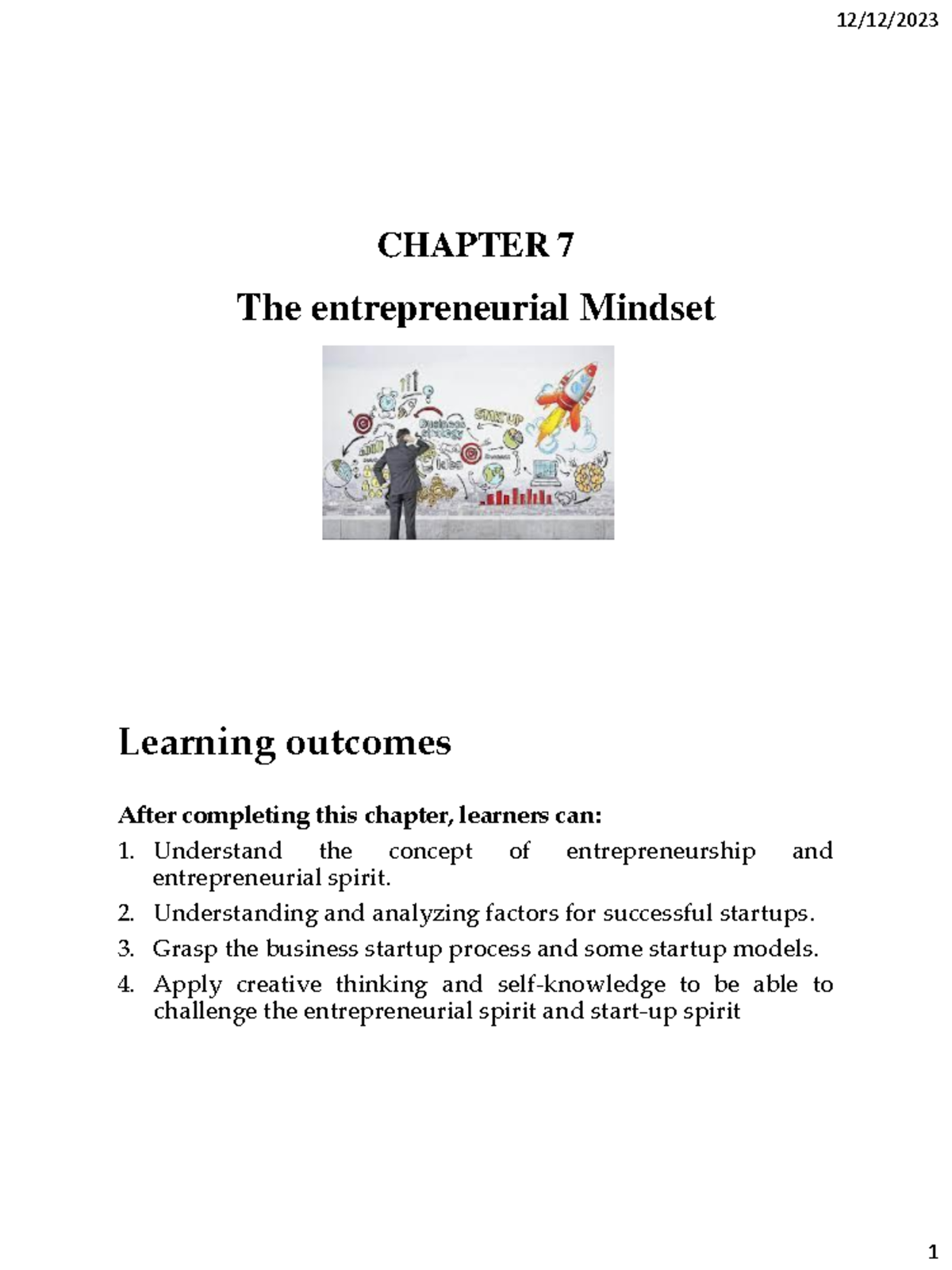 Chapter 7: The Entrepreneurial Mindset and Startup Processes - Studocu
