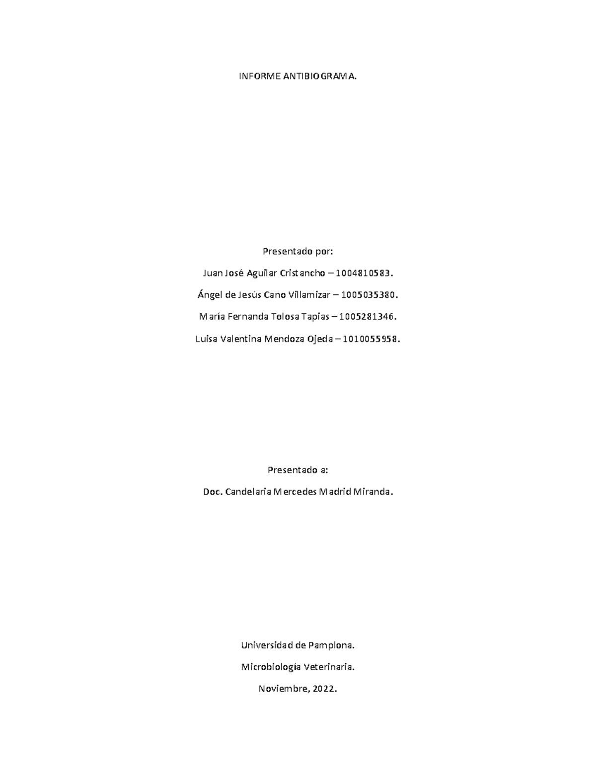 Informe sobre Antibiogramas en Microbiología Veterinaria (MIV-2022) - Document Preview