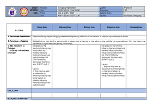 Dep Ed Matatag Lesson plan - Grade Level Kinder garten Quarter 1st ...