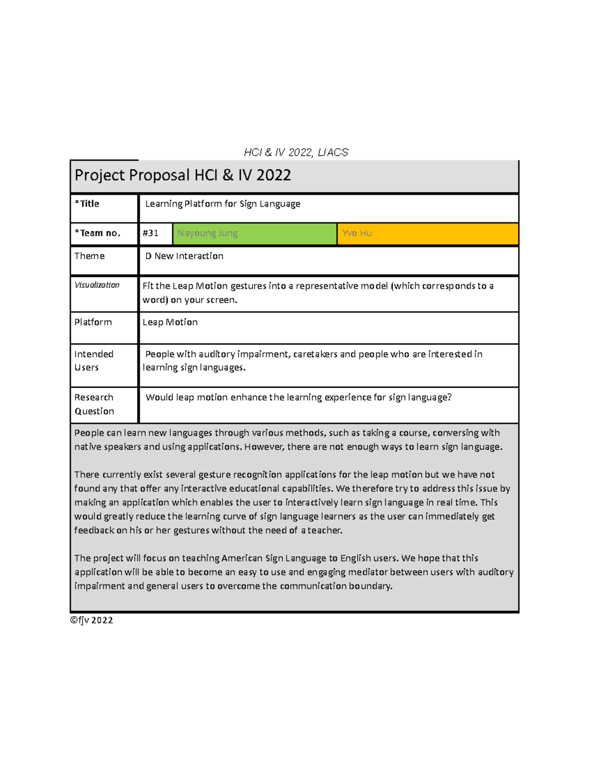 HCI & IV 2022: Proposal for Sign Language Learning Platform - Studeersnel