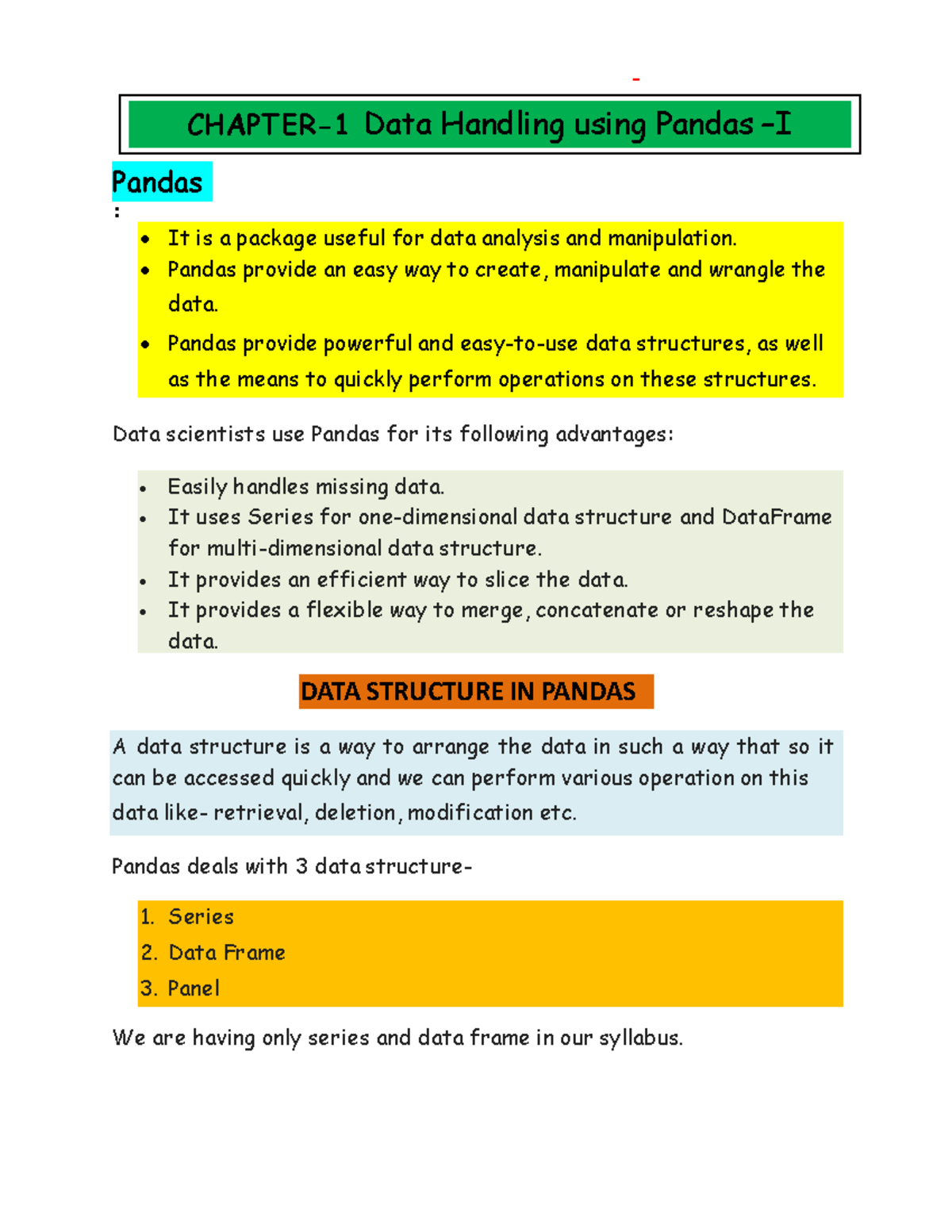 Data Handling Using Pandas - Course Code: Data Analysis Techniques ...