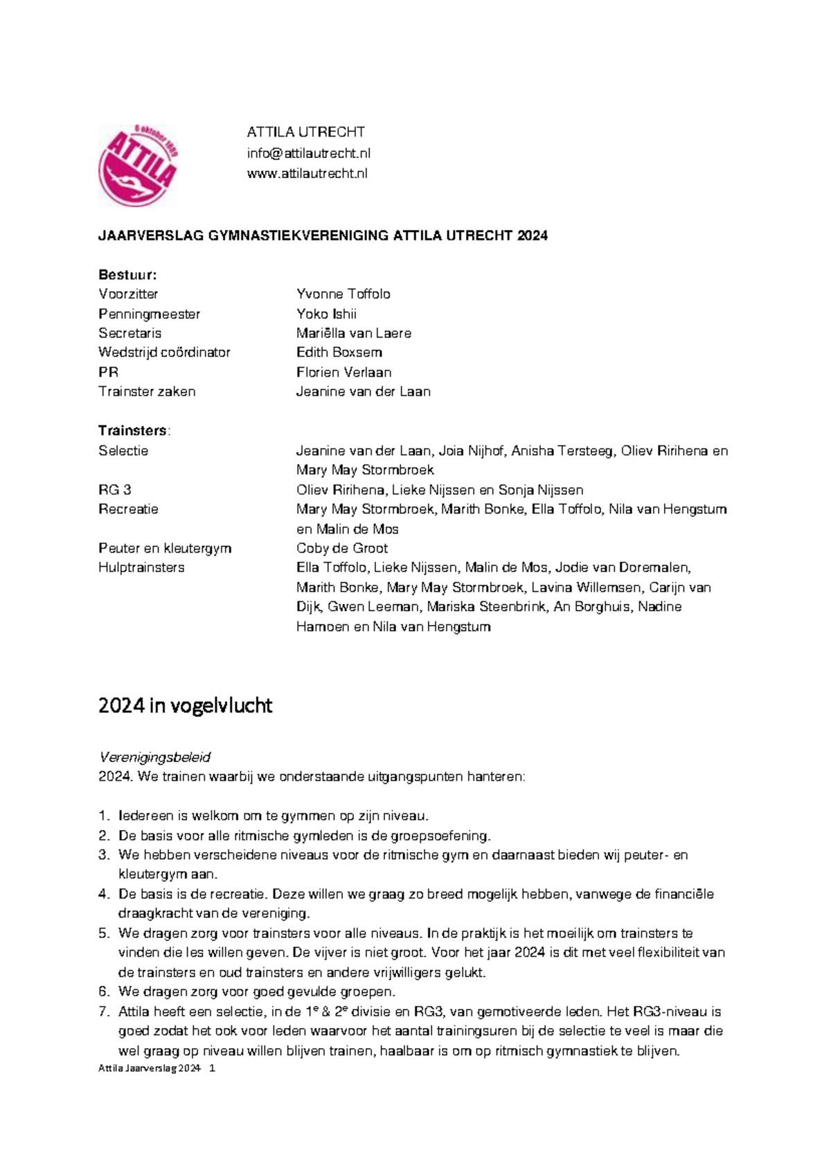 Attila Jaarverslag Gymnastiekvereniging 2024: Beleids ...