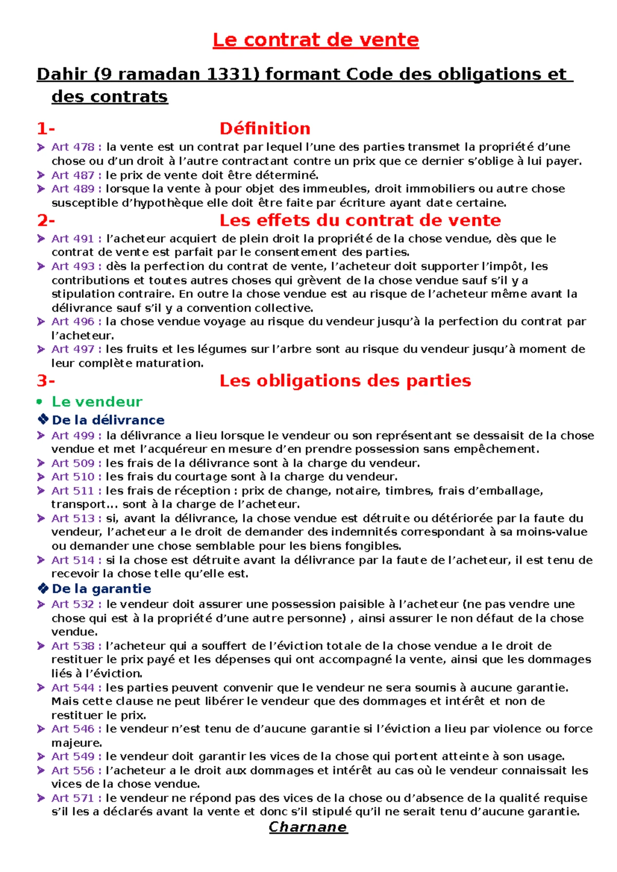 Étude de cas en Droit Civil (DOC MAROC) : Analyse de litiges ...