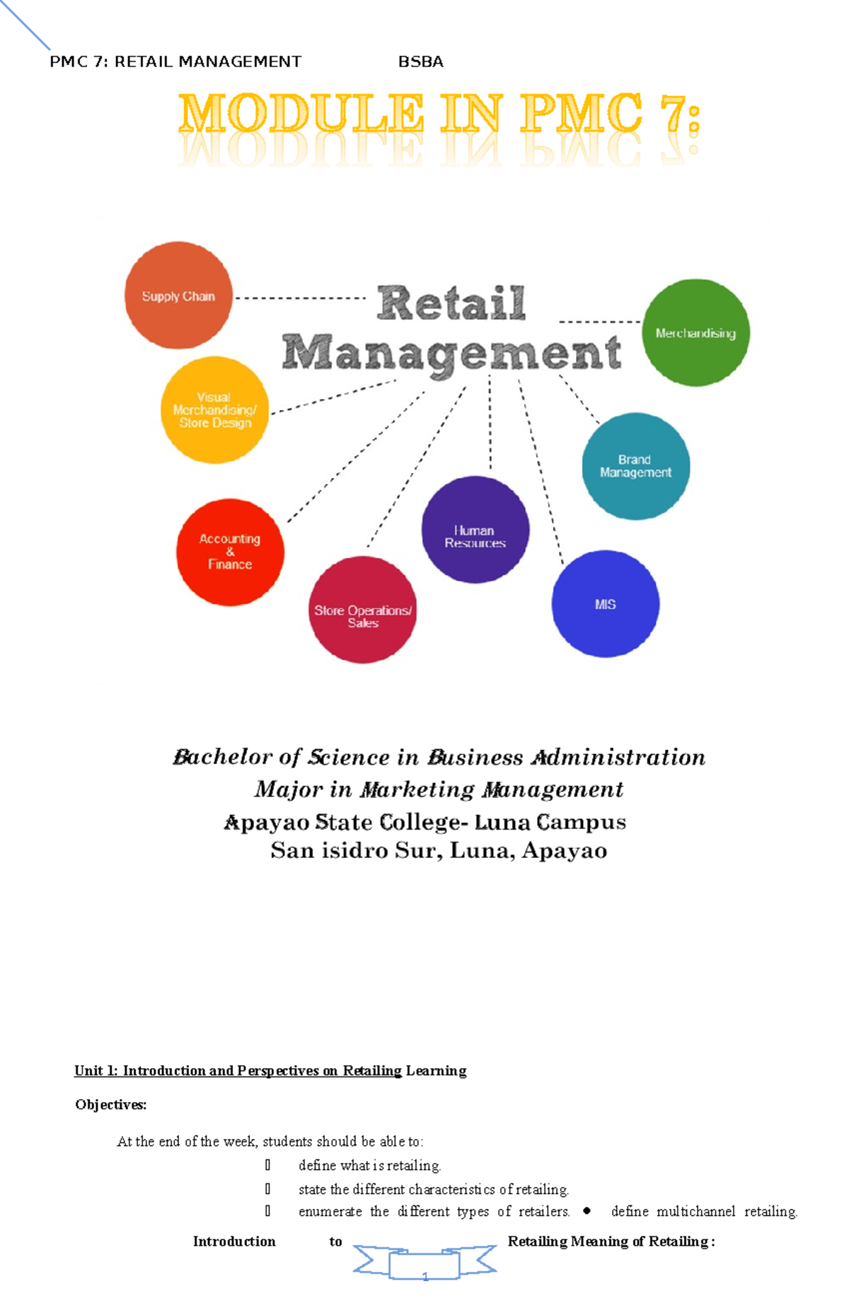Retail Management Module: Understanding Basics & Operations 2024 - Studocu