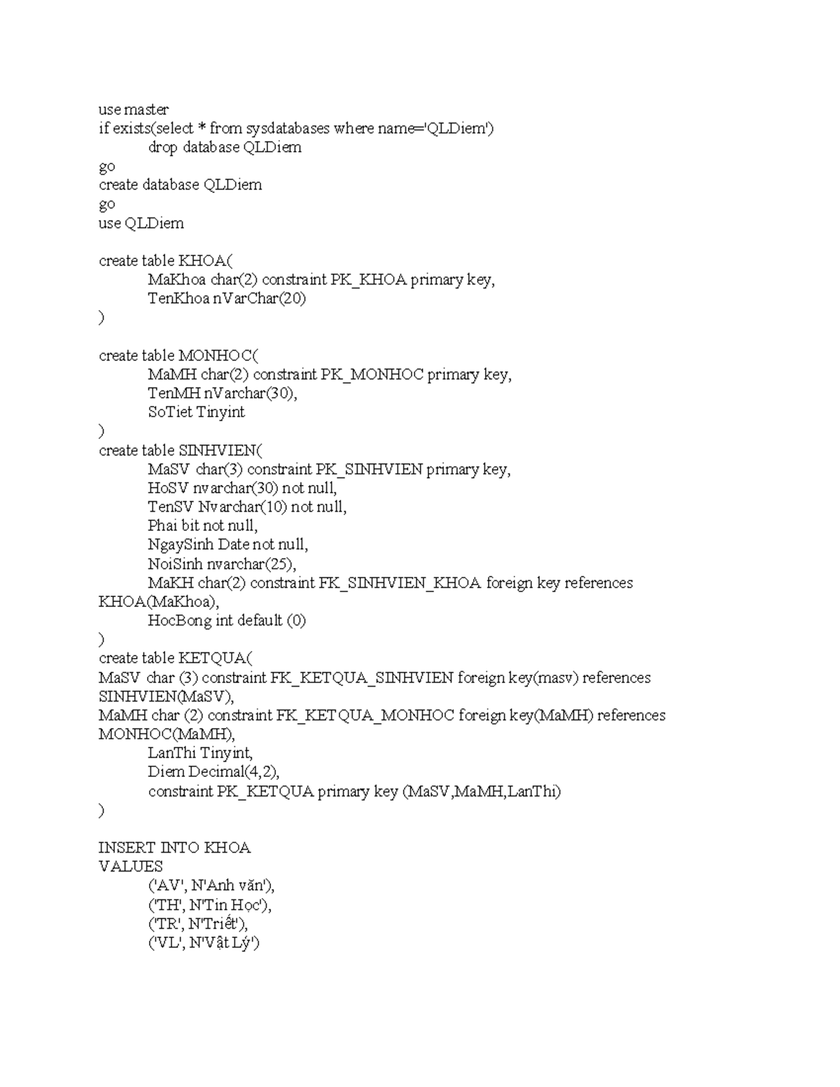 Lab 3: Quick Test on Database Management (20DH110301) - Studocu