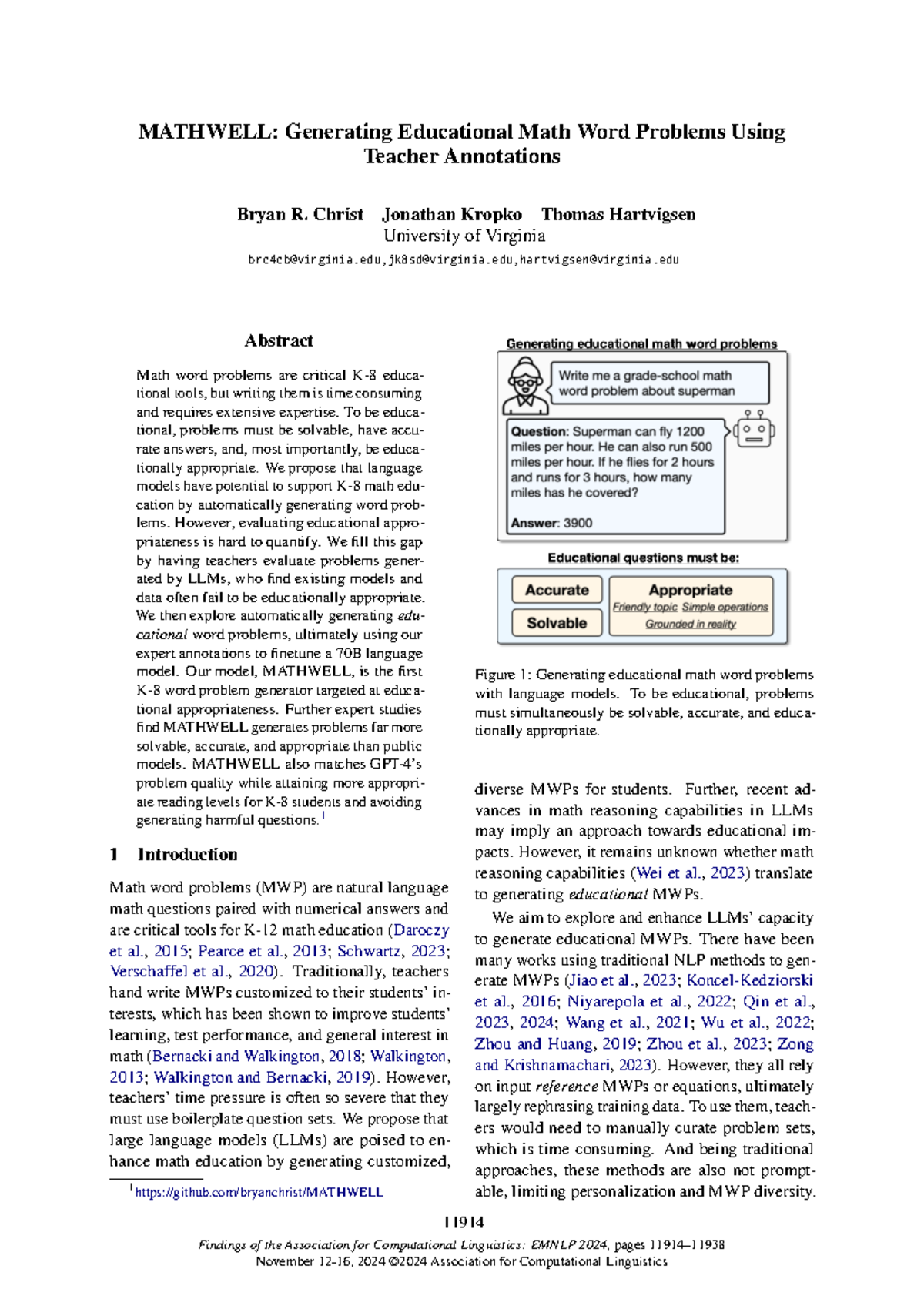 MATHWELL: Educational Math Word Problem Generation Using LLMs - Studocu