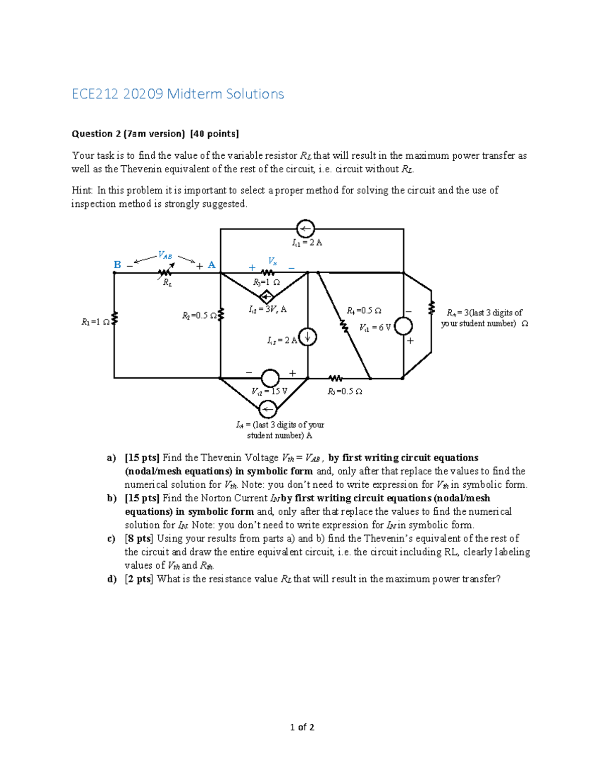 ECE212H1 20209 Midterm Solutions with Detailed Explanations - Studocu