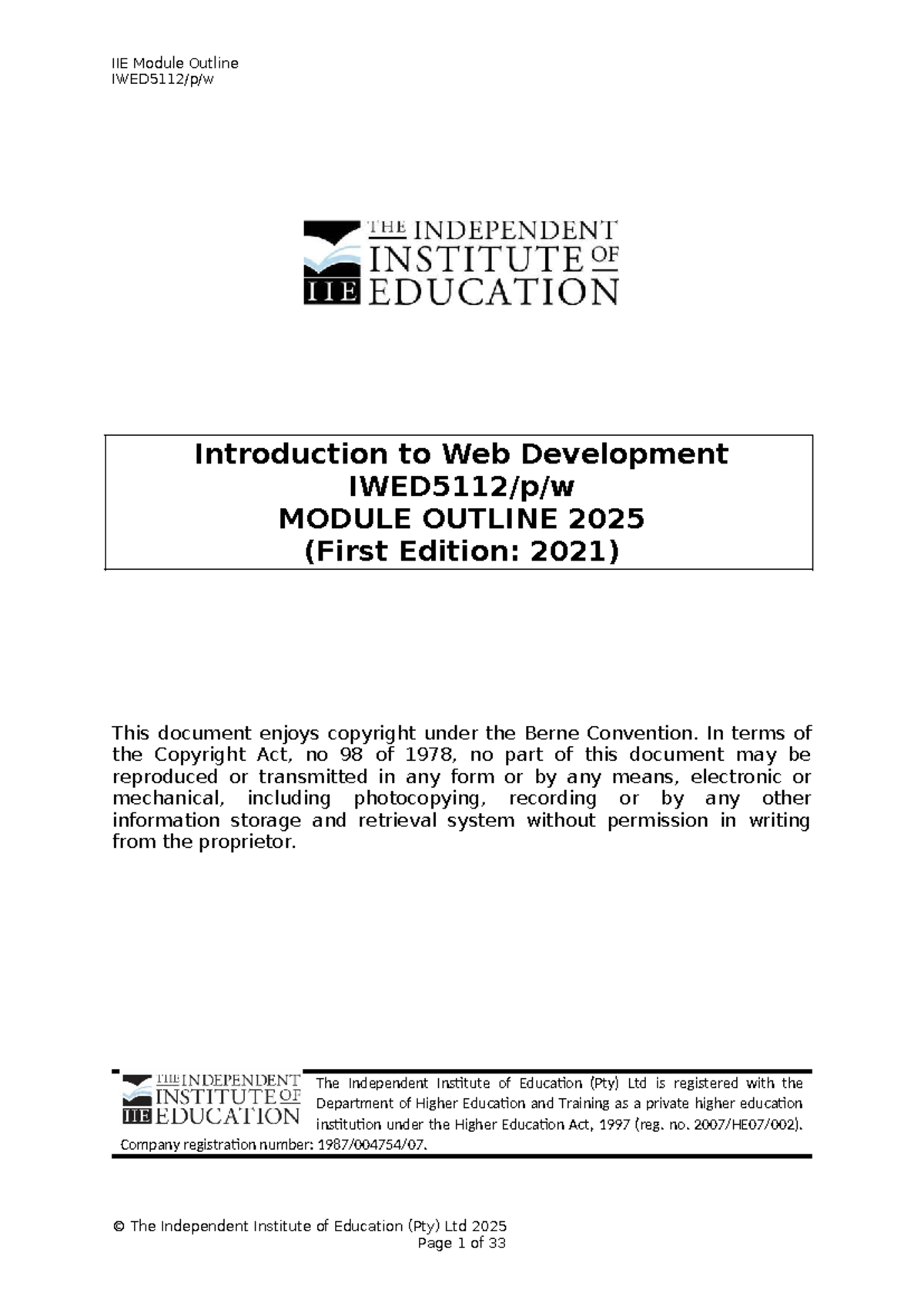 IWED5112 MO - Introduction to Web Development Practical Assignment ...