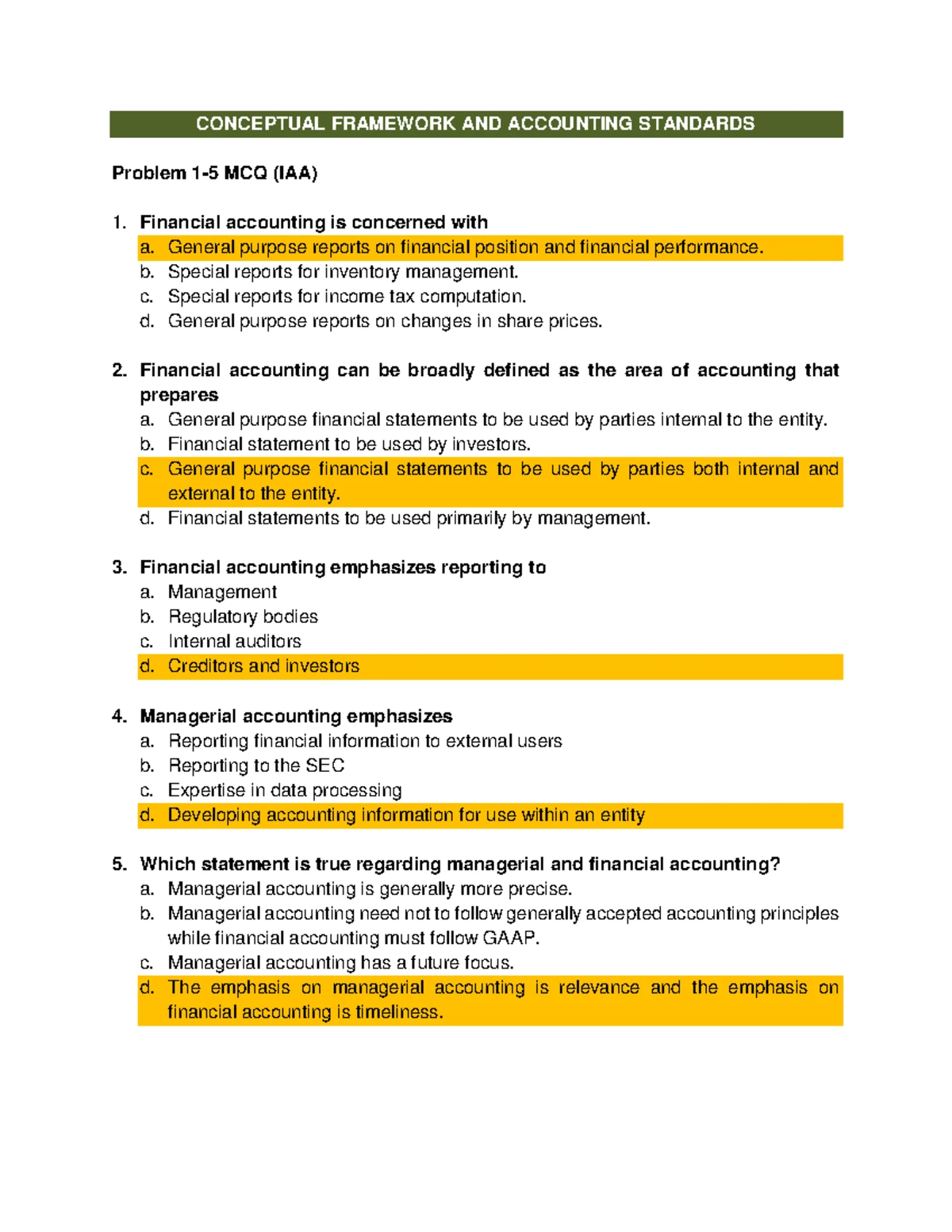 CFAS Chapter 1 Problem 1-5 Answers - CONCEPTUAL FRAMEWORK AND ...