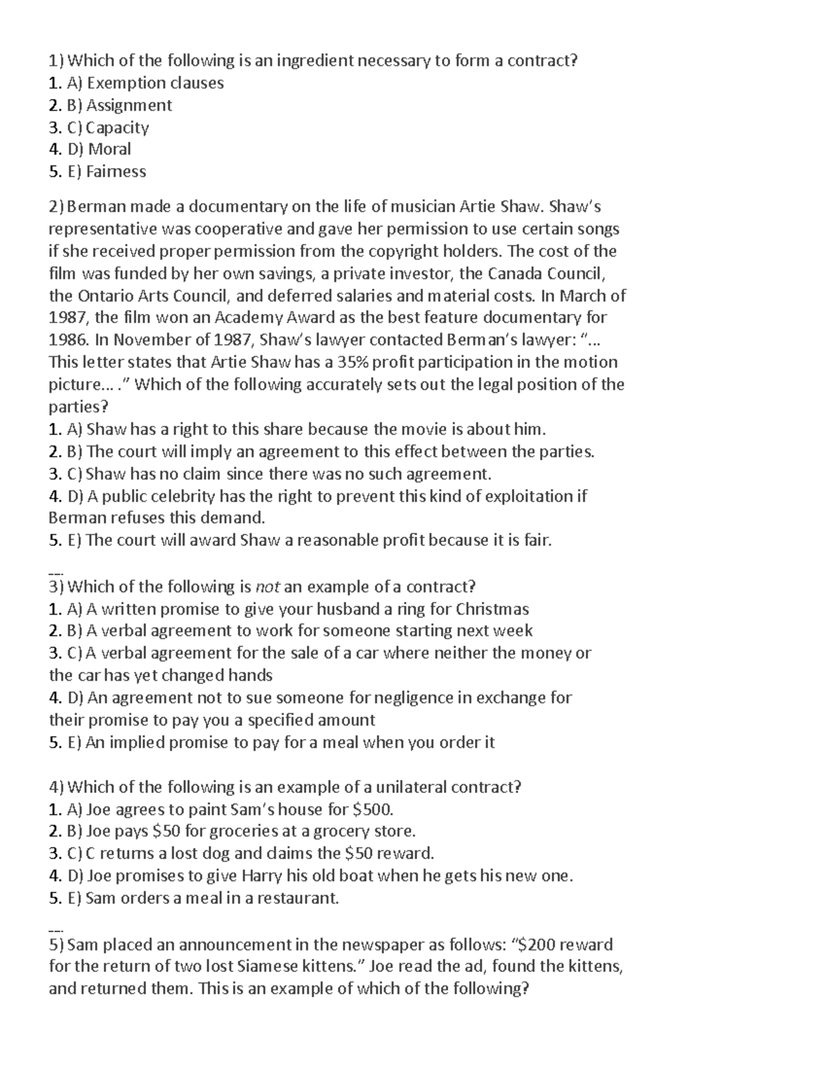 Chapter 6: Key Questions on Contract Formation and Validity - Studocu