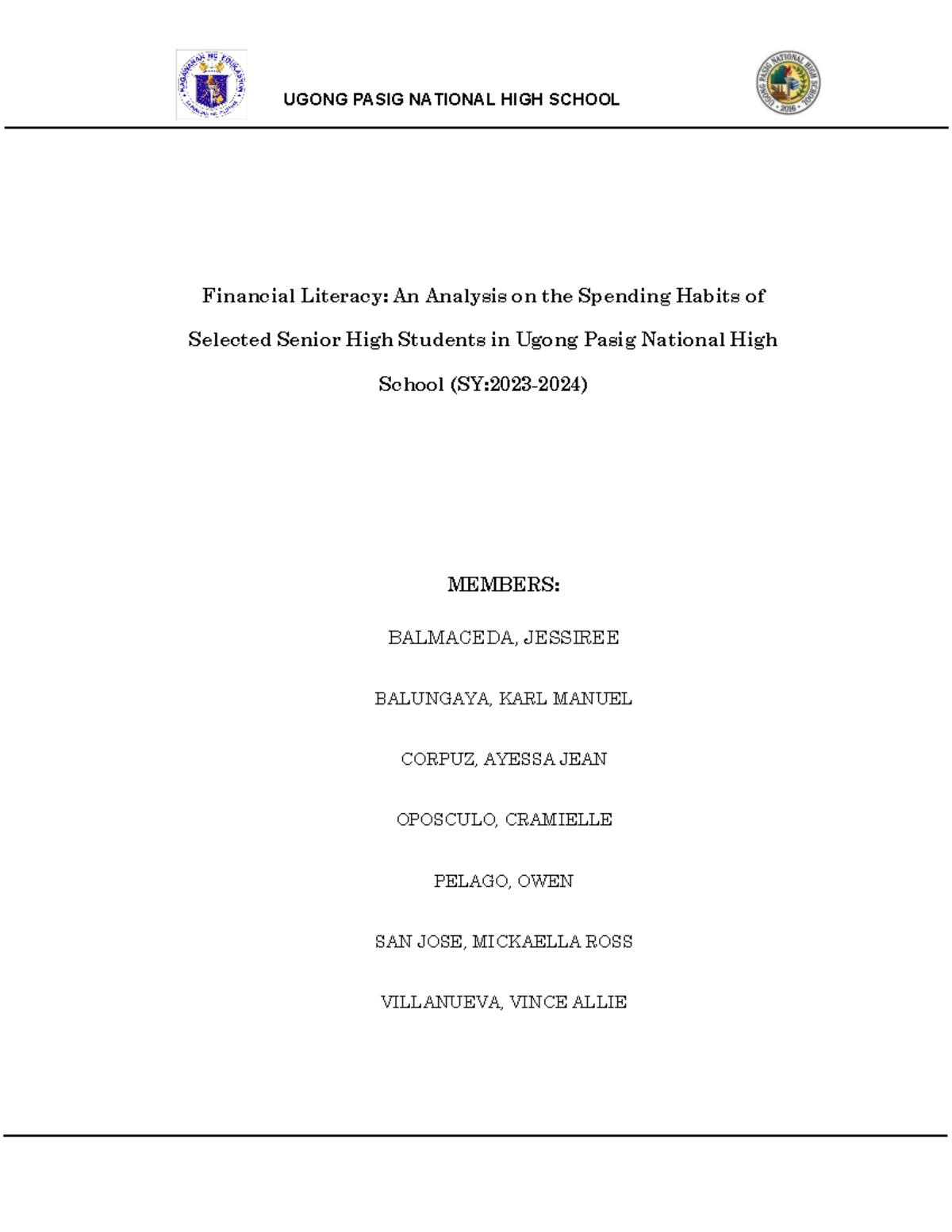 Chapter 1: Financial Literacy and Spending Habits of SHS Students (SY ...
