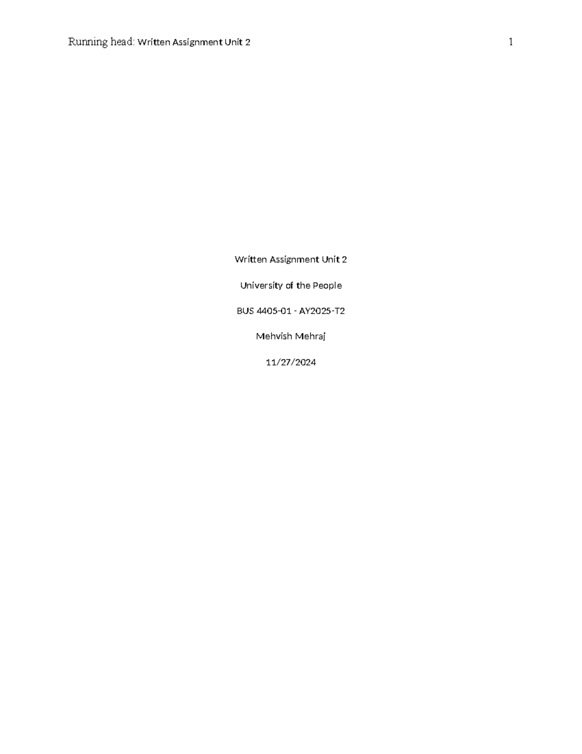 BUS Written Assignment Unit 2: Leadership Development Reflection - Studocu