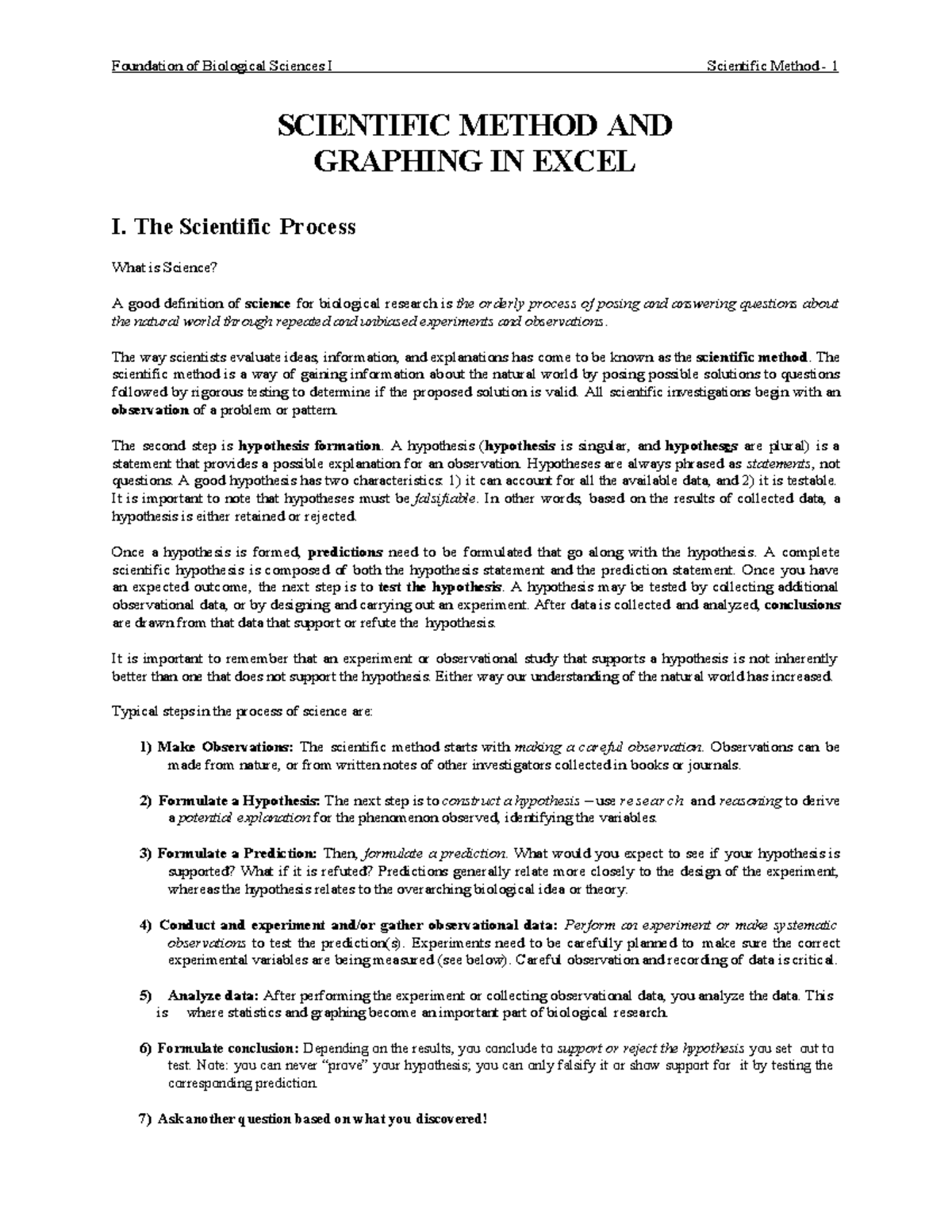 S26 Lab 1.0 - Scientific Method & Graphing in Excel Guide - Studocu