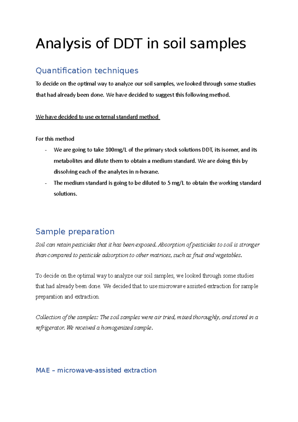 Case Study - Analysis of DDT in Soil Samples and Extraction Techniques ...