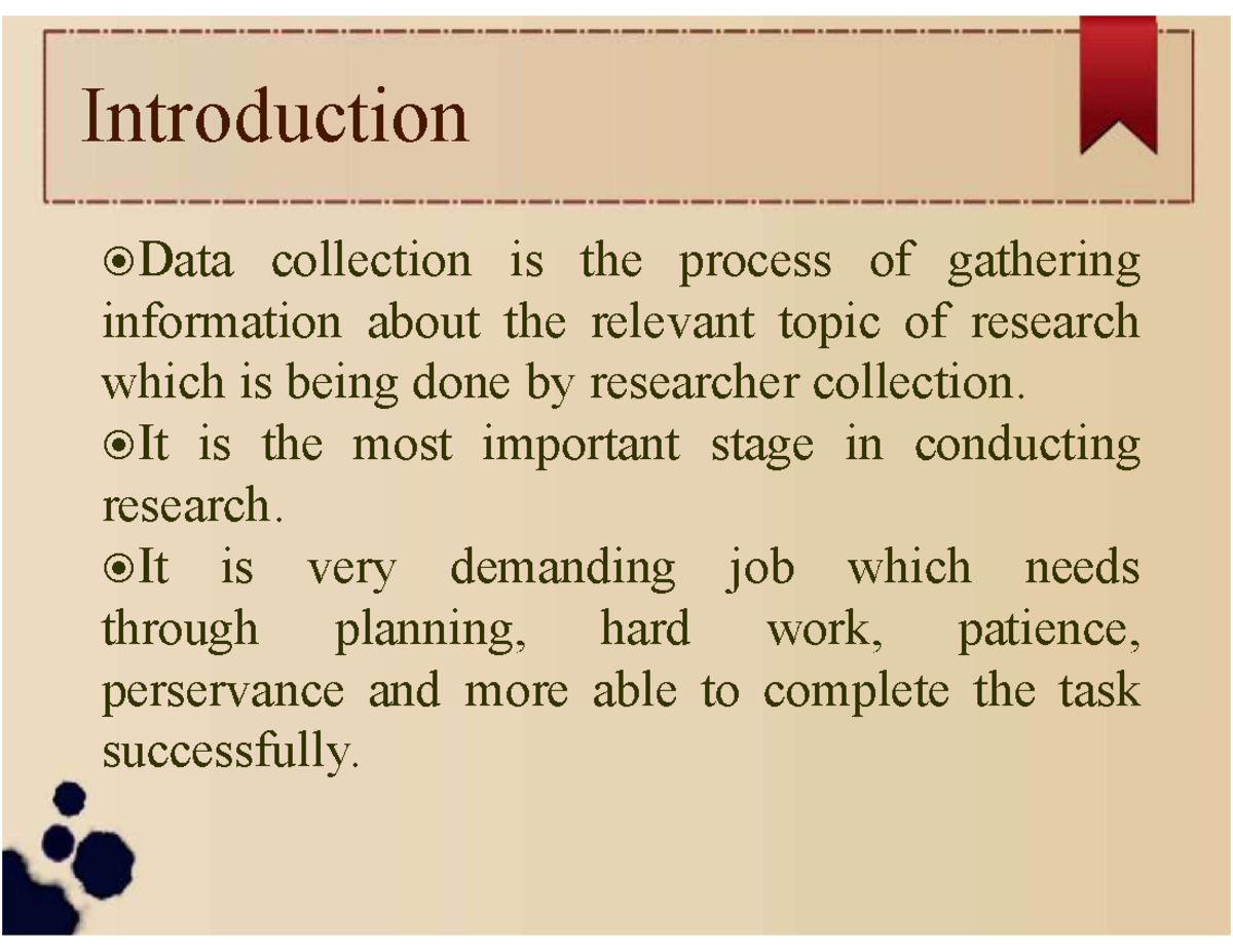 DATA Collection Methods and Techniques - Research Overview - Studocu
