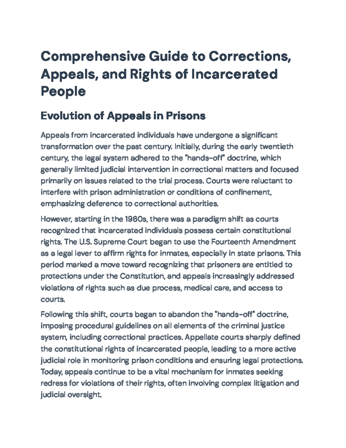 Comprehensive Overview of Inmate Rights & Corrections Reform (CRJ 301 ...