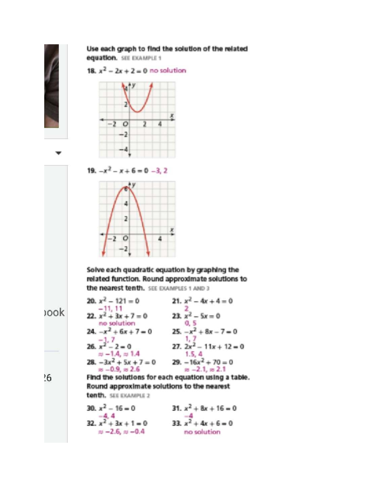 MATH 101: Quadratic Equations Solutions via Graphing & Tables - Studocu