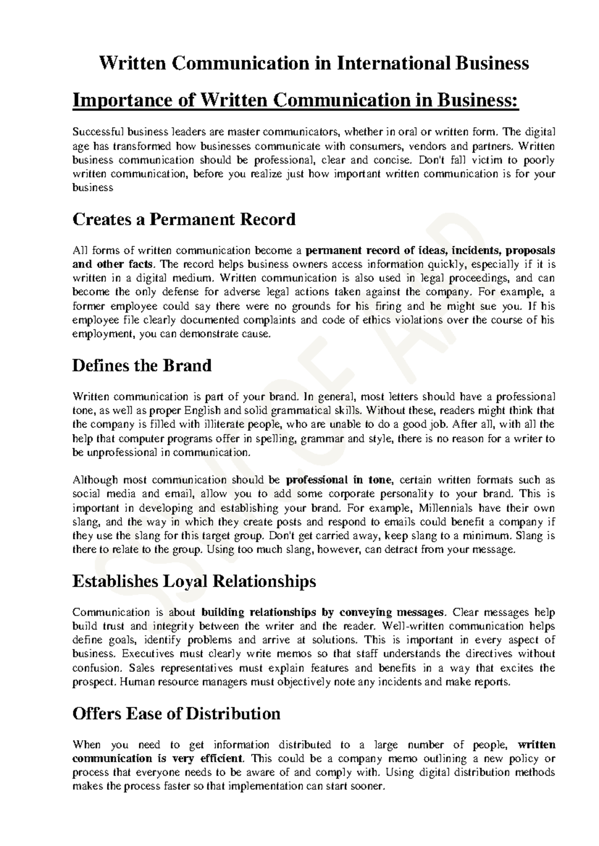 BC Unit 5 notes part II - Written Communication in International ...